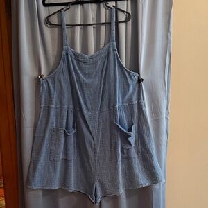 Blue Sleeveless Romper